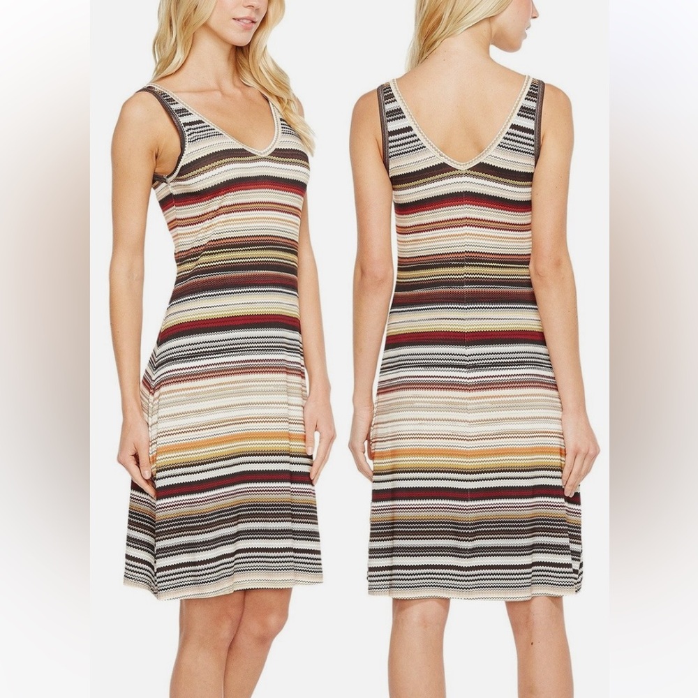 $119 NWT Karen Kane Desert Gypsy Zig Zag Stripe Stretch Jersey Double-V Dress XS